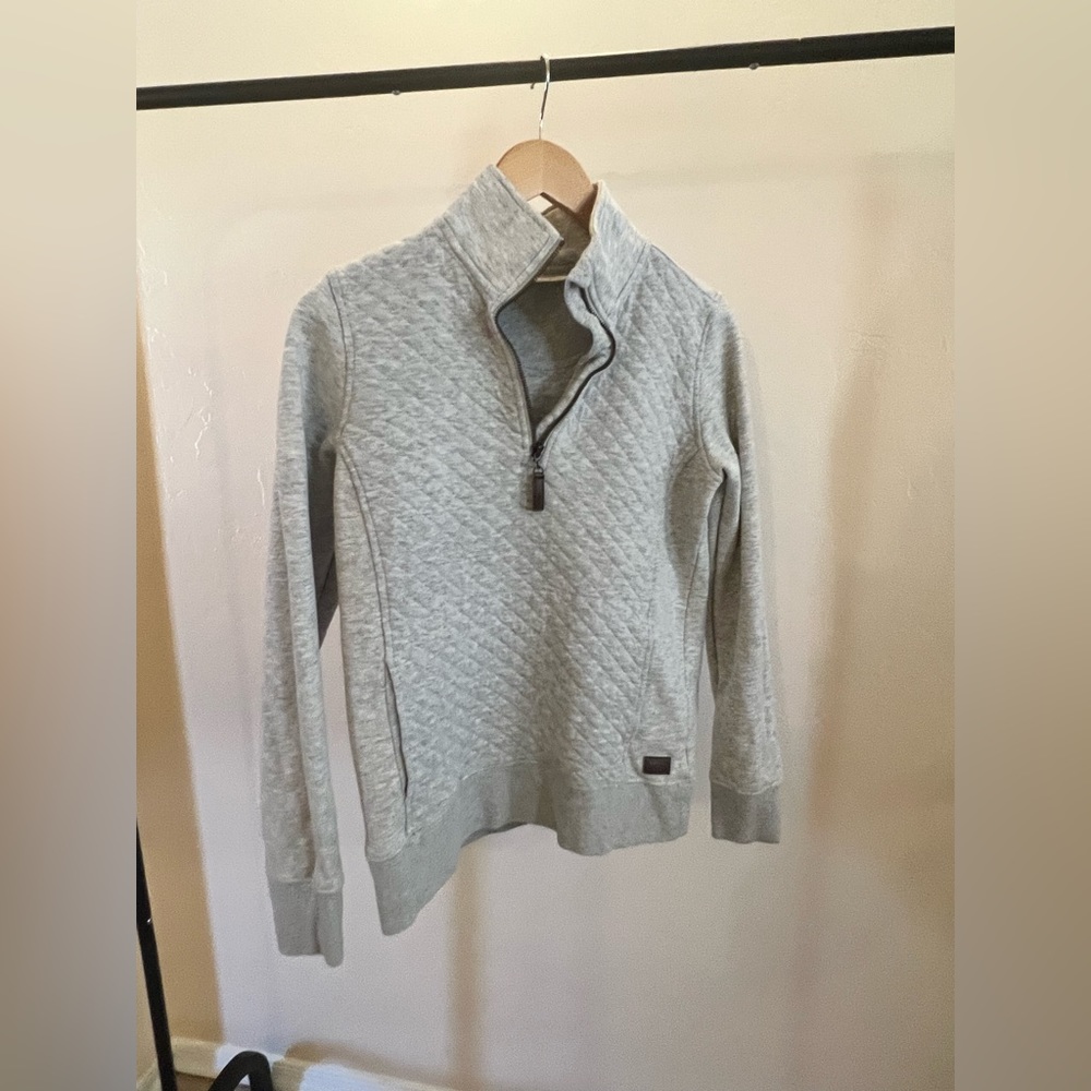 L.L Bean Quilted Quarter-Zip Pullover Sweatshirt Cream size Extra Small